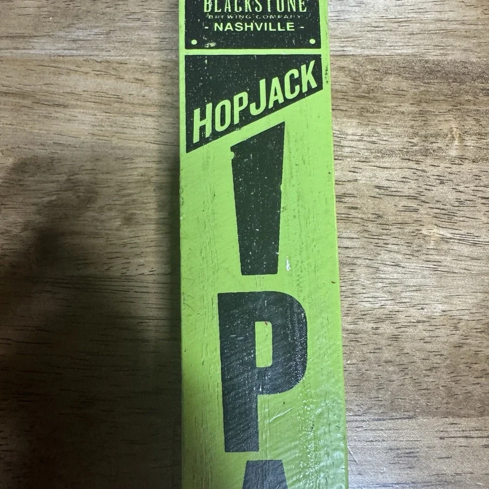 Blackstone Brewing HopJack IPA Beer Tap Handle Nashville TN Wood Green Bar Decor